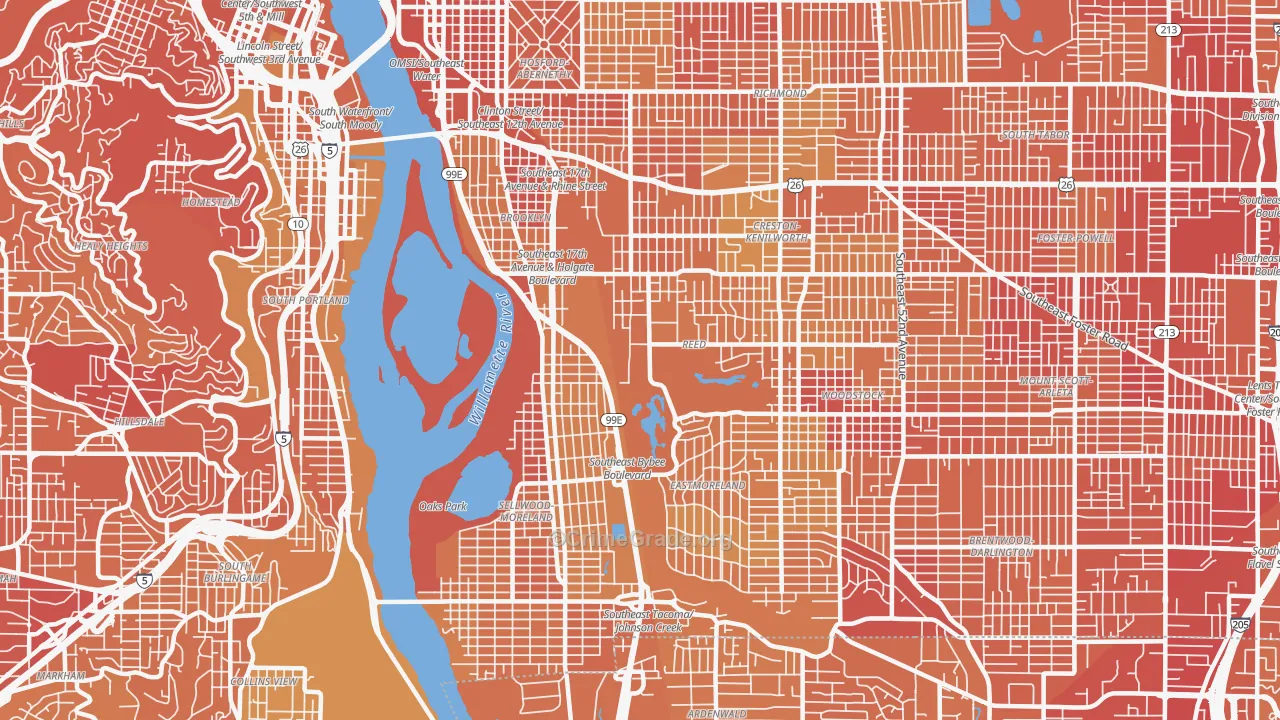 97202, OR Map of Vehicle Theft Rates