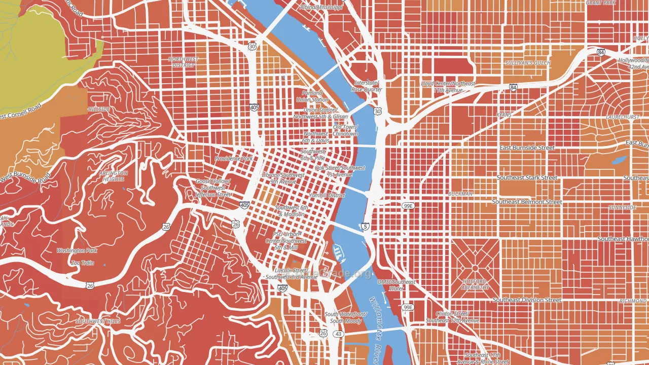 97204, OR Map of Vehicle Theft Rates
