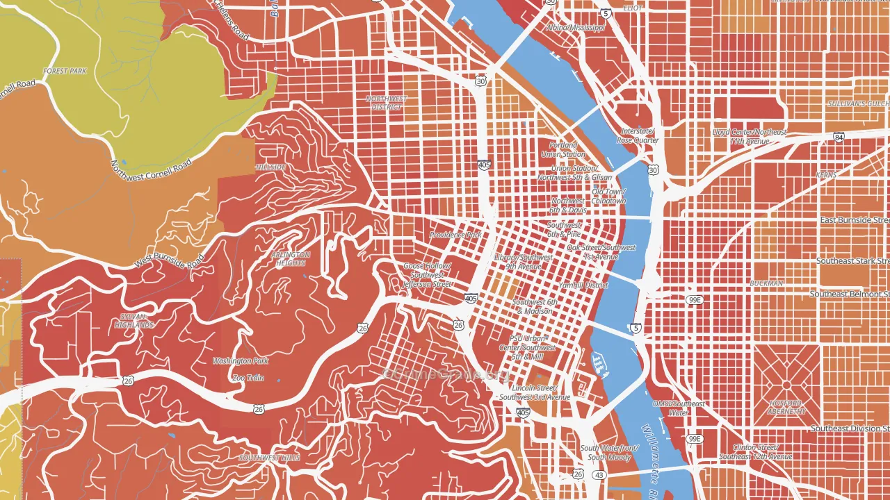 97205, OR Map of Vehicle Theft Rates