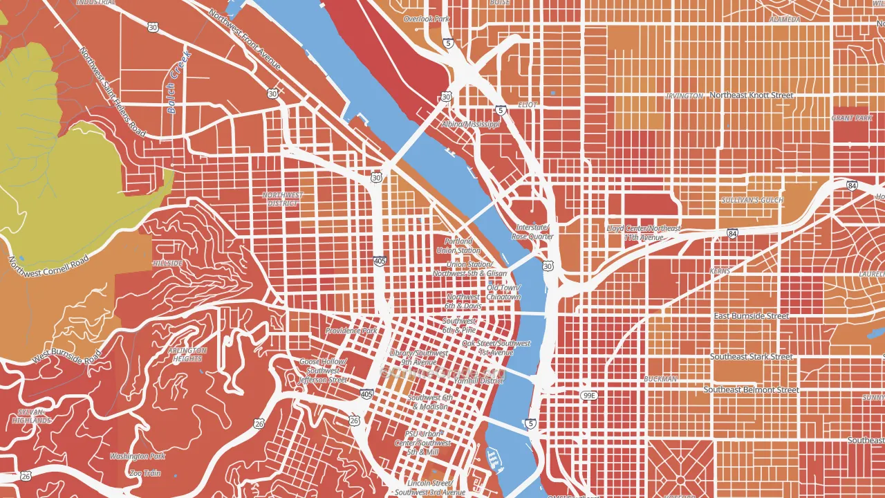 97208, OR Map of Vehicle Theft Rates