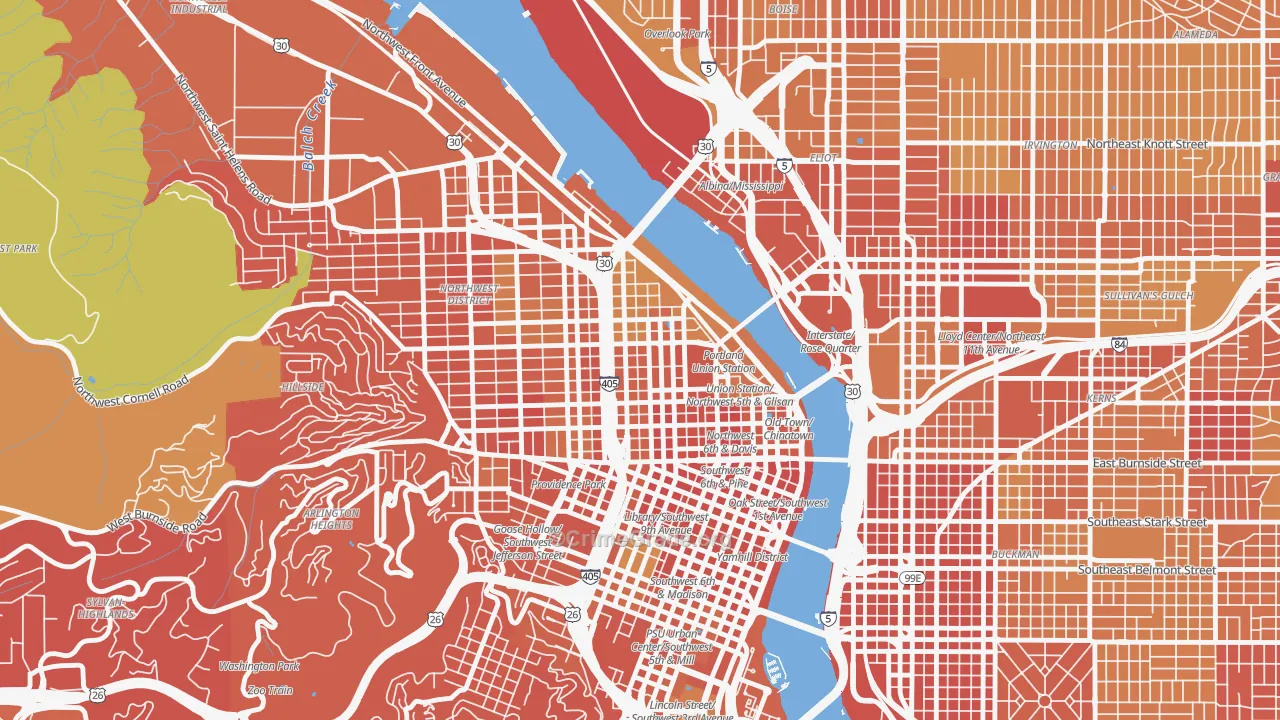 97209, OR Map of Vehicle Theft Rates