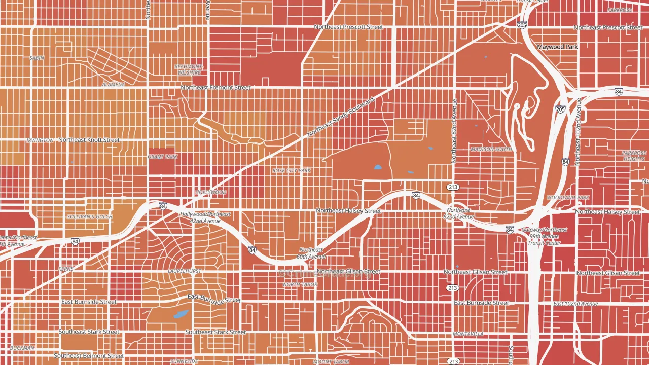97213, OR Map of Vehicle Theft Rates