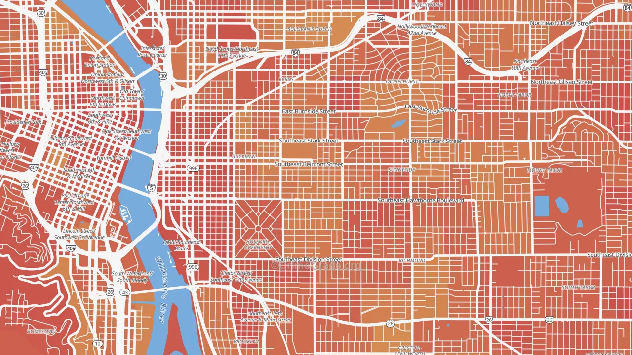 97214, OR Map of Vehicle Theft Rates