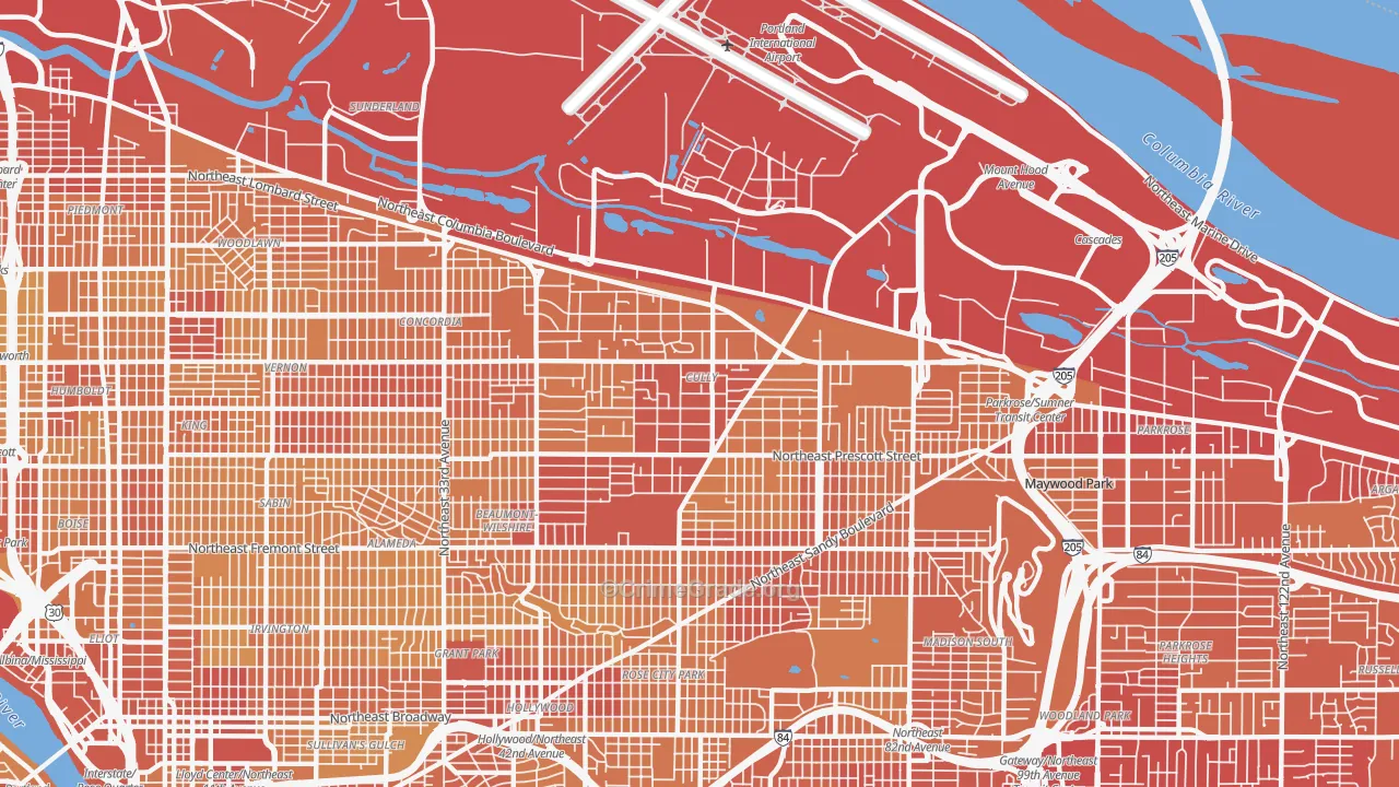 97218, OR Map of Vehicle Theft Rates