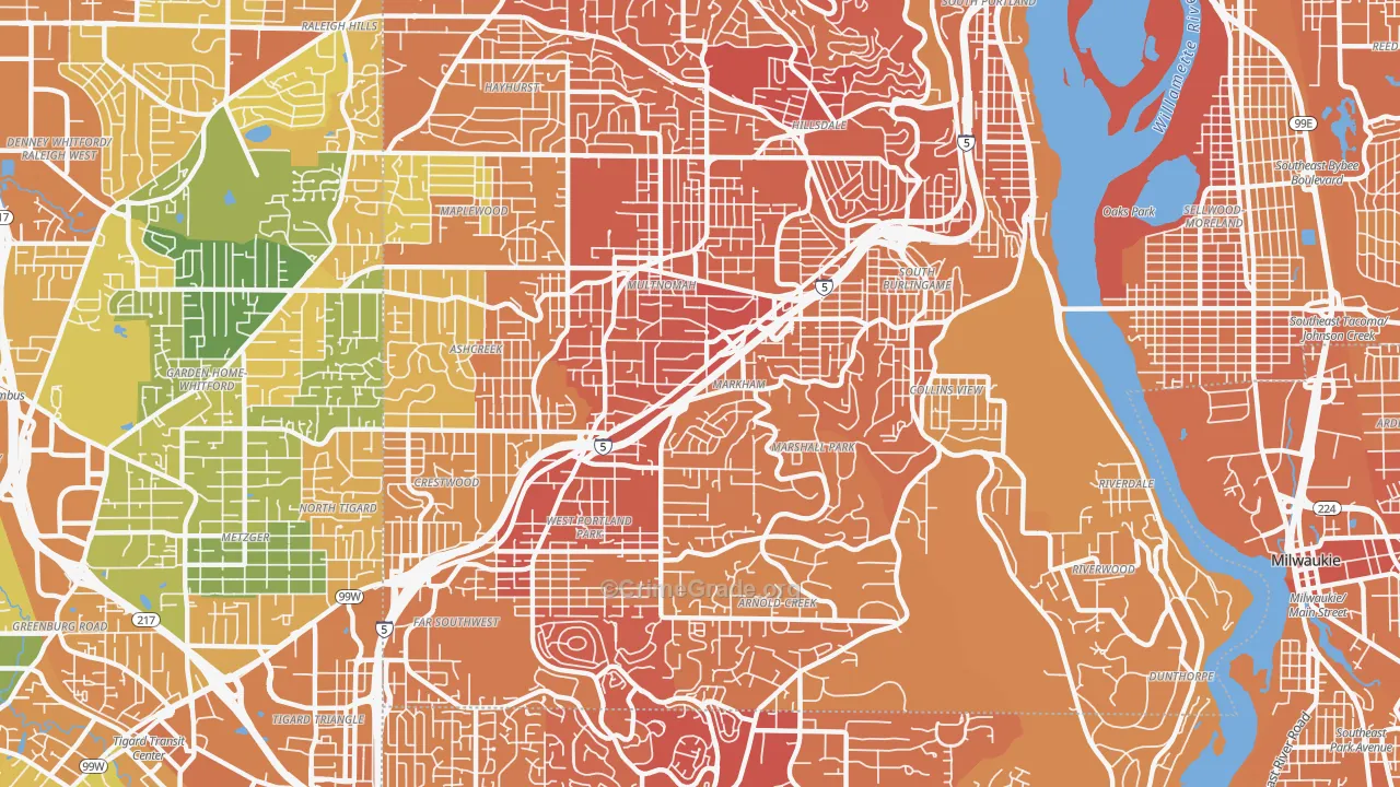 97219, OR Map of Vehicle Theft Rates