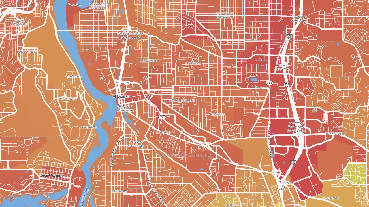 97222, OR Map of Vehicle Theft Rates