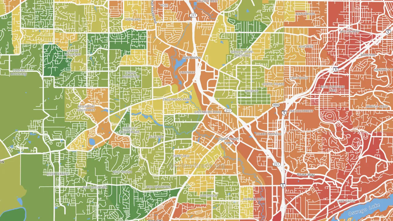 97223, OR Map of Vehicle Theft Rates