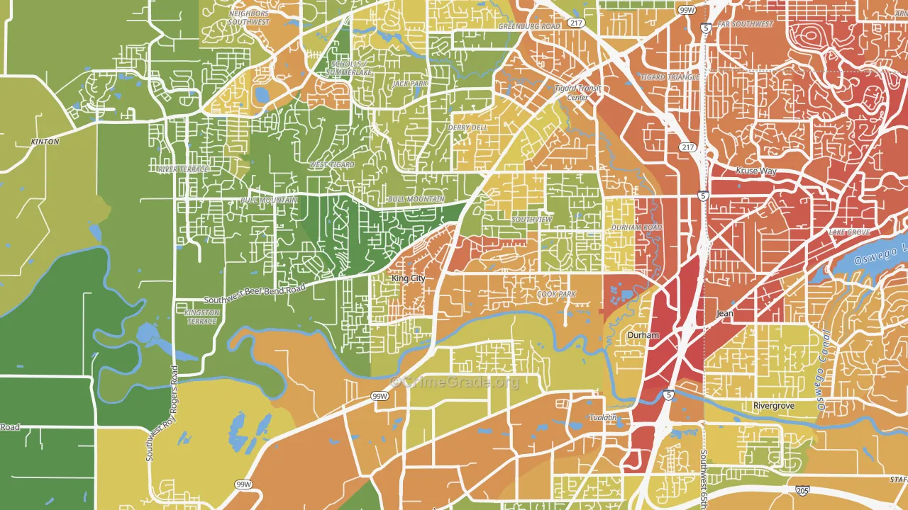 97224, OR Map of Vehicle Theft Rates