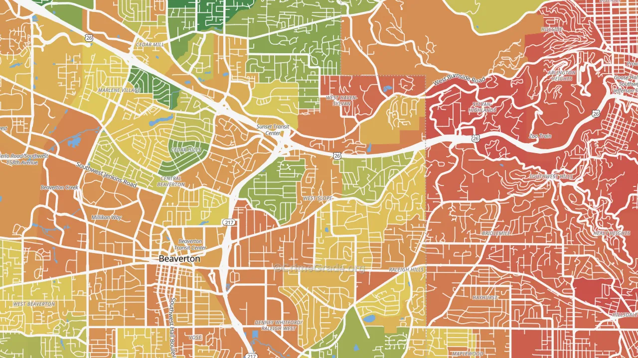97225, OR Map of Vehicle Theft Rates