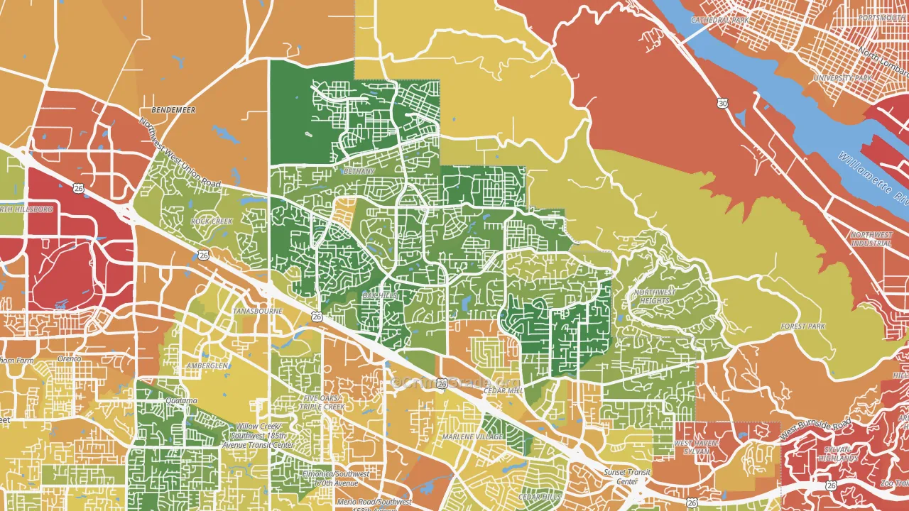 97229, OR Map of Vehicle Theft Rates