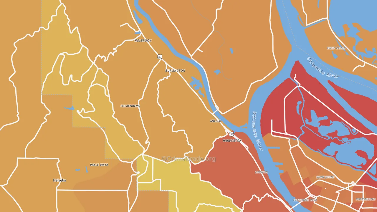 97231, OR Map of Vehicle Theft Rates