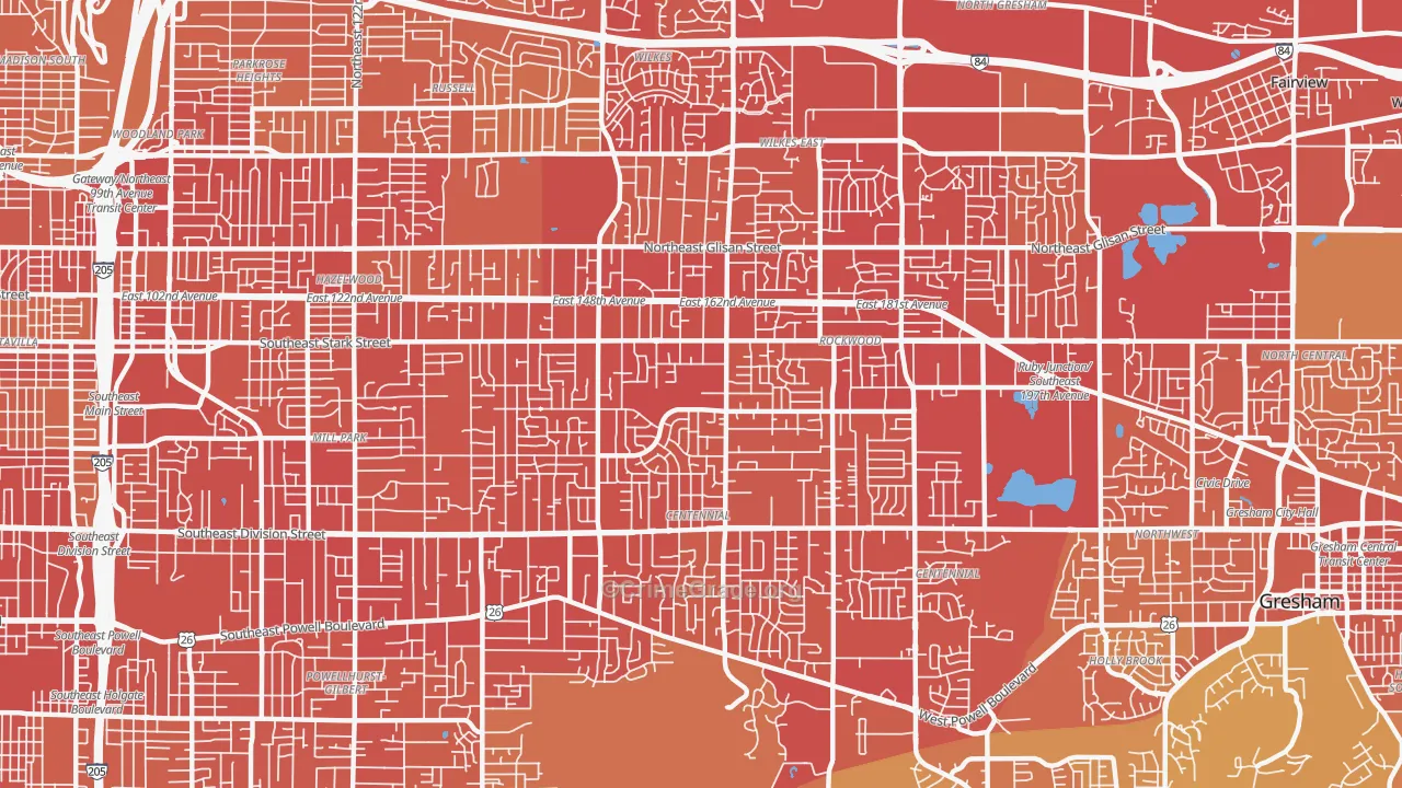 97233, OR Map of Vehicle Theft Rates