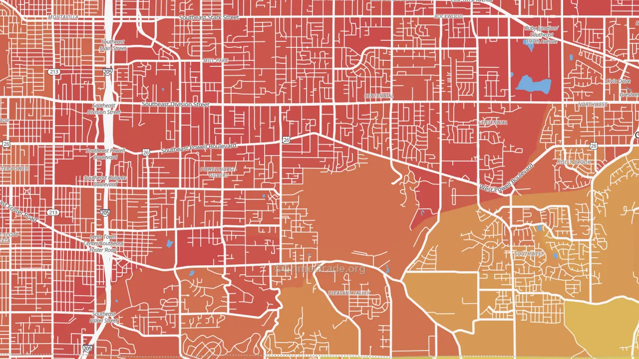 97236, OR Map of Vehicle Theft Rates
