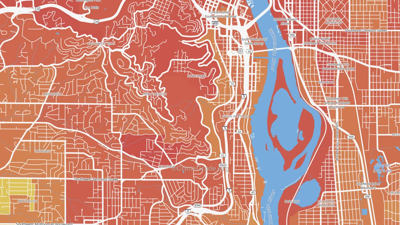 97239, OR Map of Vehicle Theft Rates