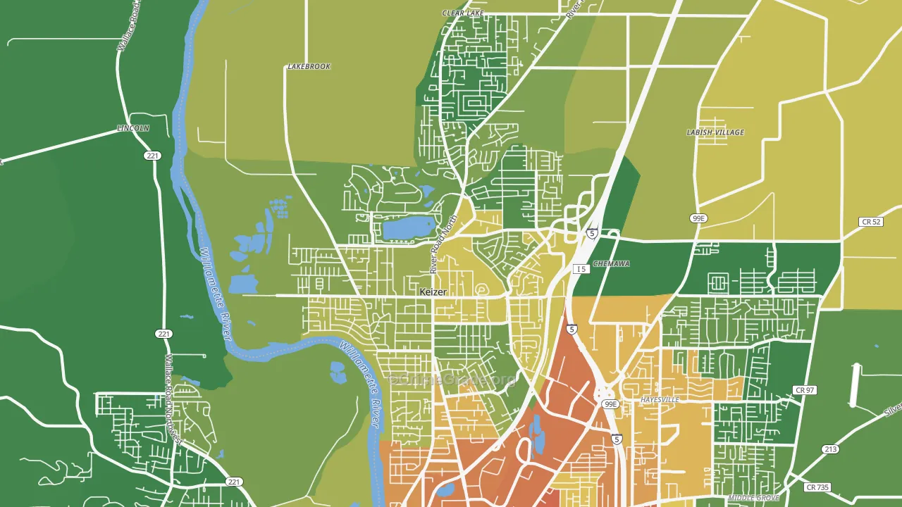 97303, OR Map of Vehicle Theft Rates