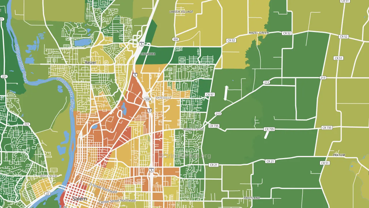 97305, OR Map of Vehicle Theft Rates