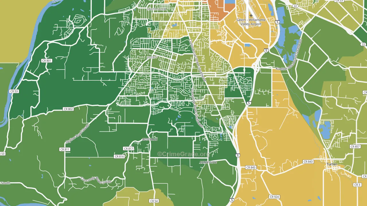 97306, OR Map of Vehicle Theft Rates