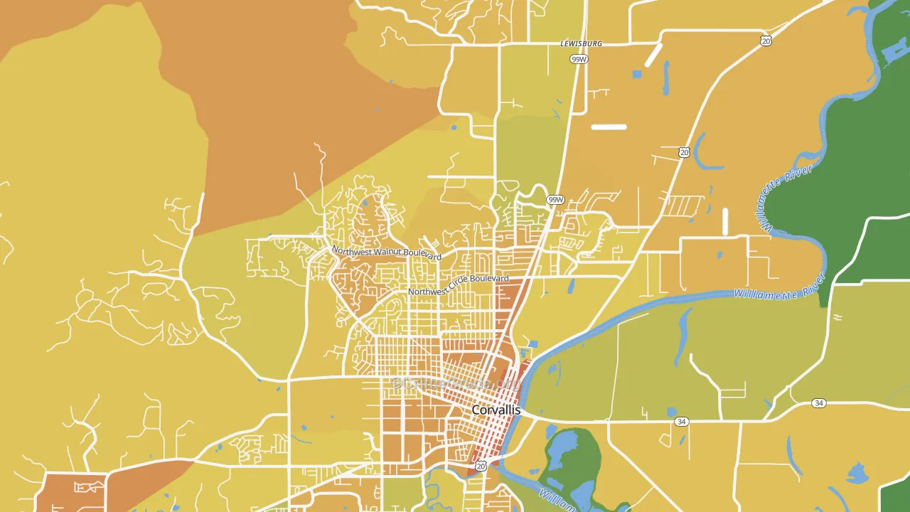 97330, OR Map of Vehicle Theft Rates