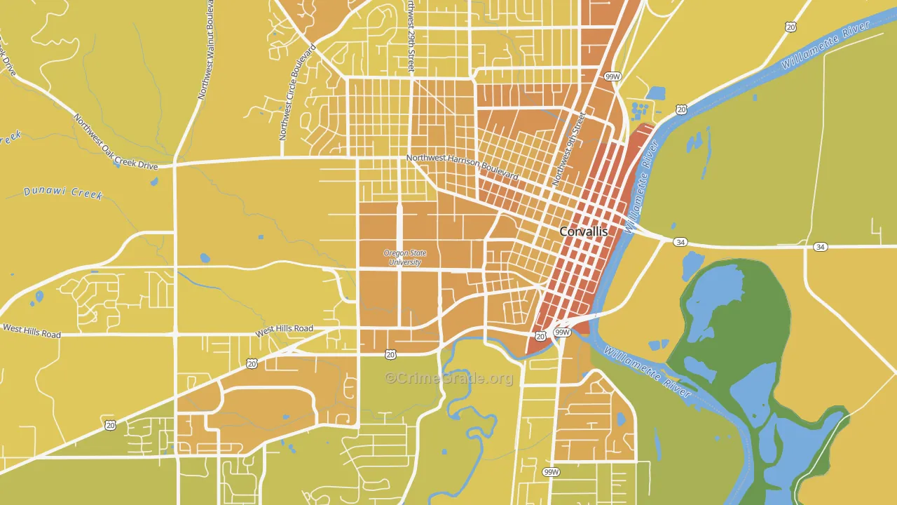 97331, OR Map of Vehicle Theft Rates