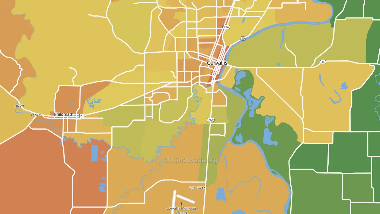 97333, OR Map of Vehicle Theft Rates