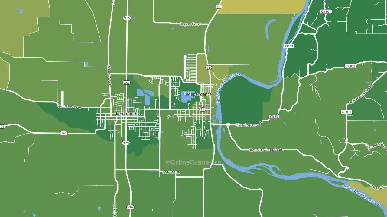 97351, OR Map of Vehicle Theft Rates