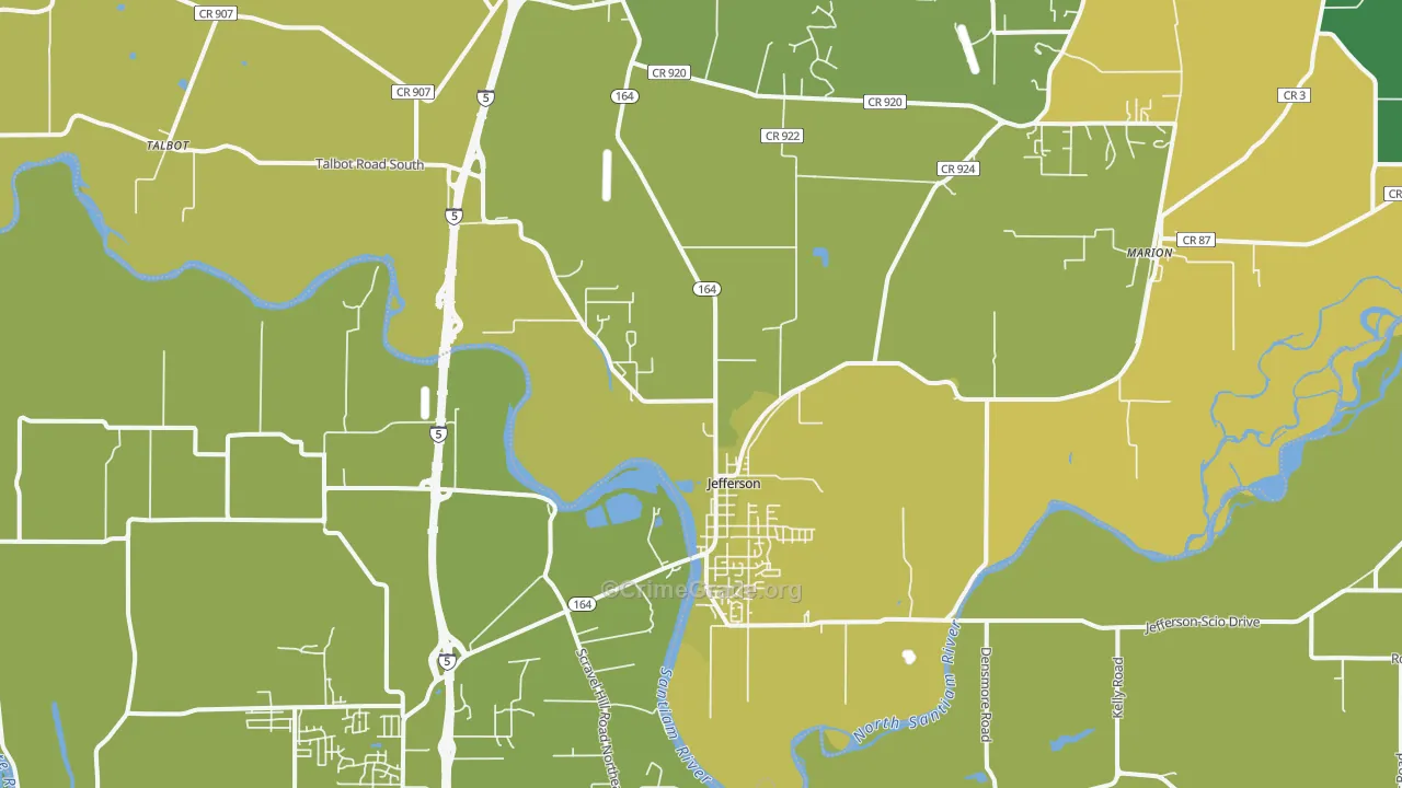 97352, OR Map of Vehicle Theft Rates