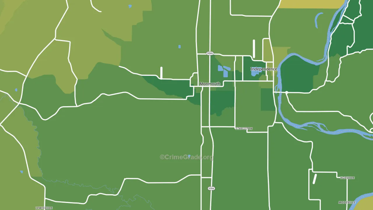 97361, OR Map of Vehicle Theft Rates