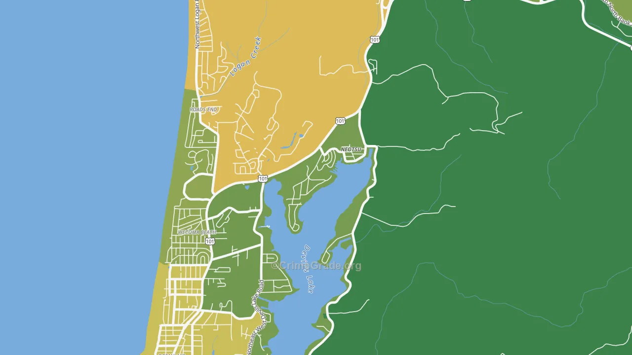 97364, OR Map of Vehicle Theft Rates