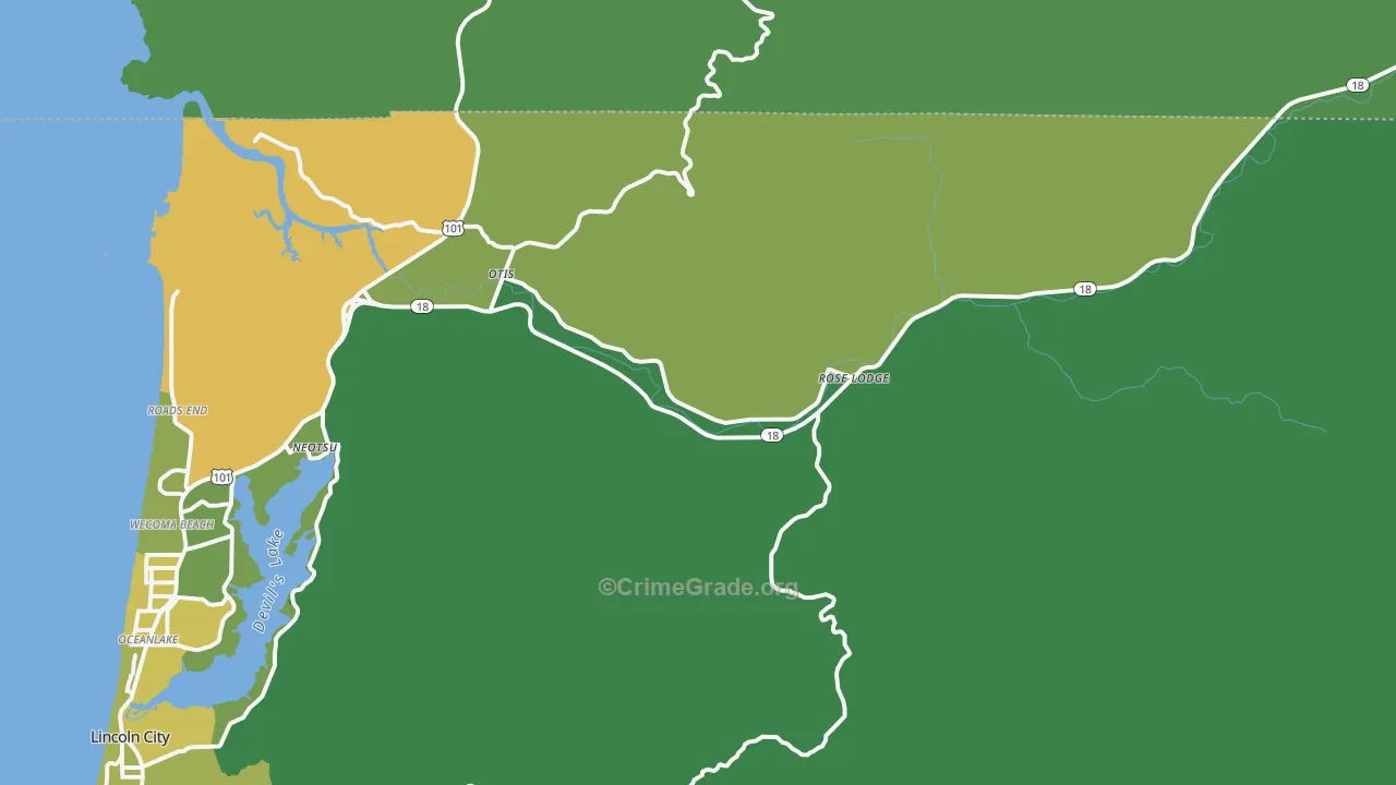 97368, OR Map of Vehicle Theft Rates