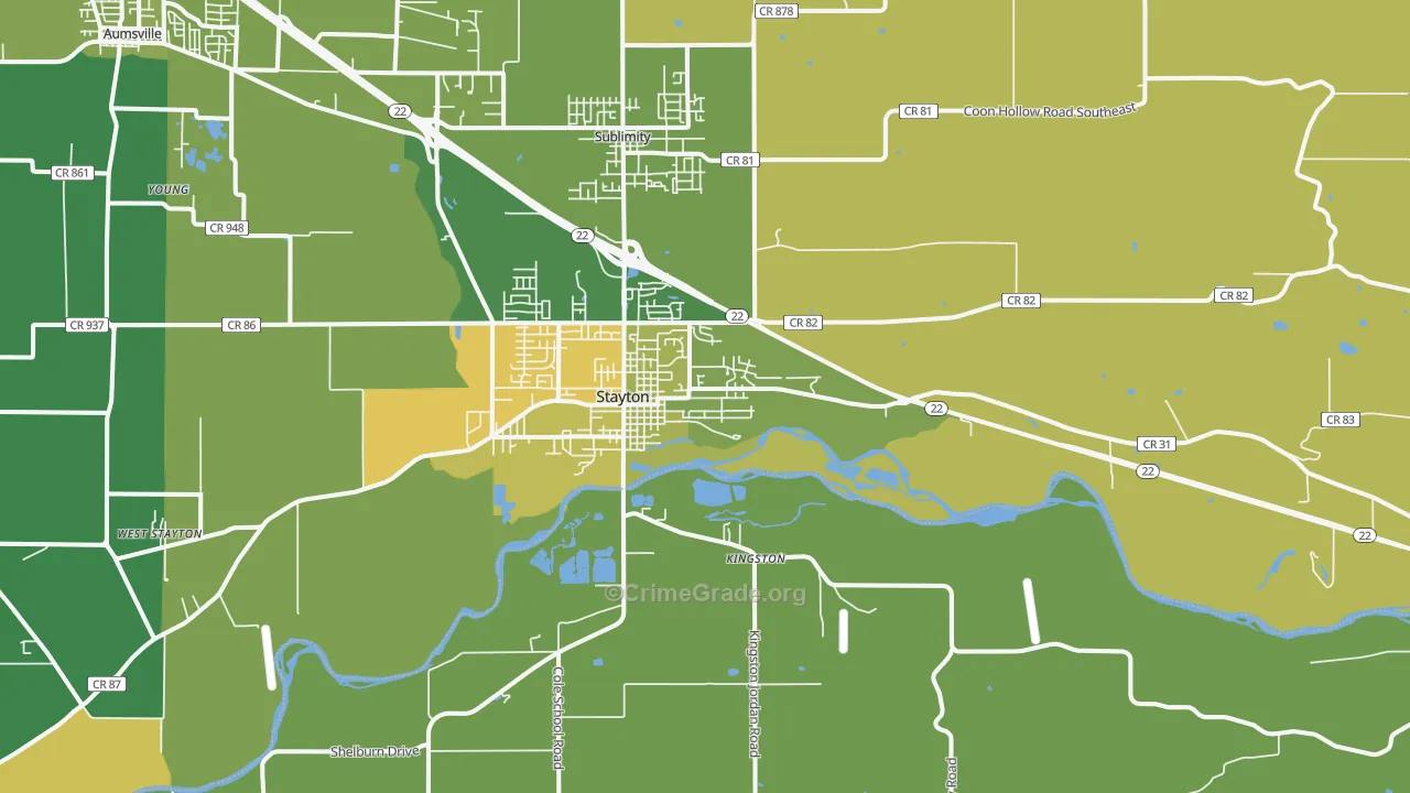 97383, OR Map of Vehicle Theft Rates
