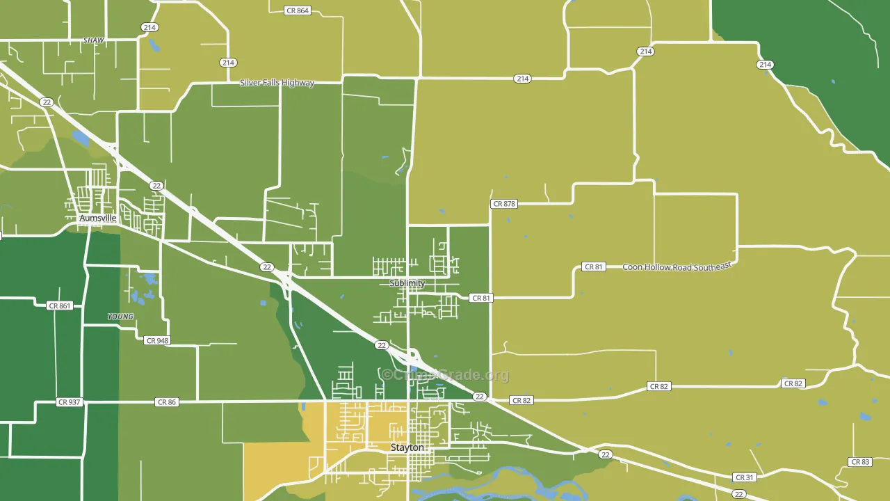97385, OR Map of Vehicle Theft Rates