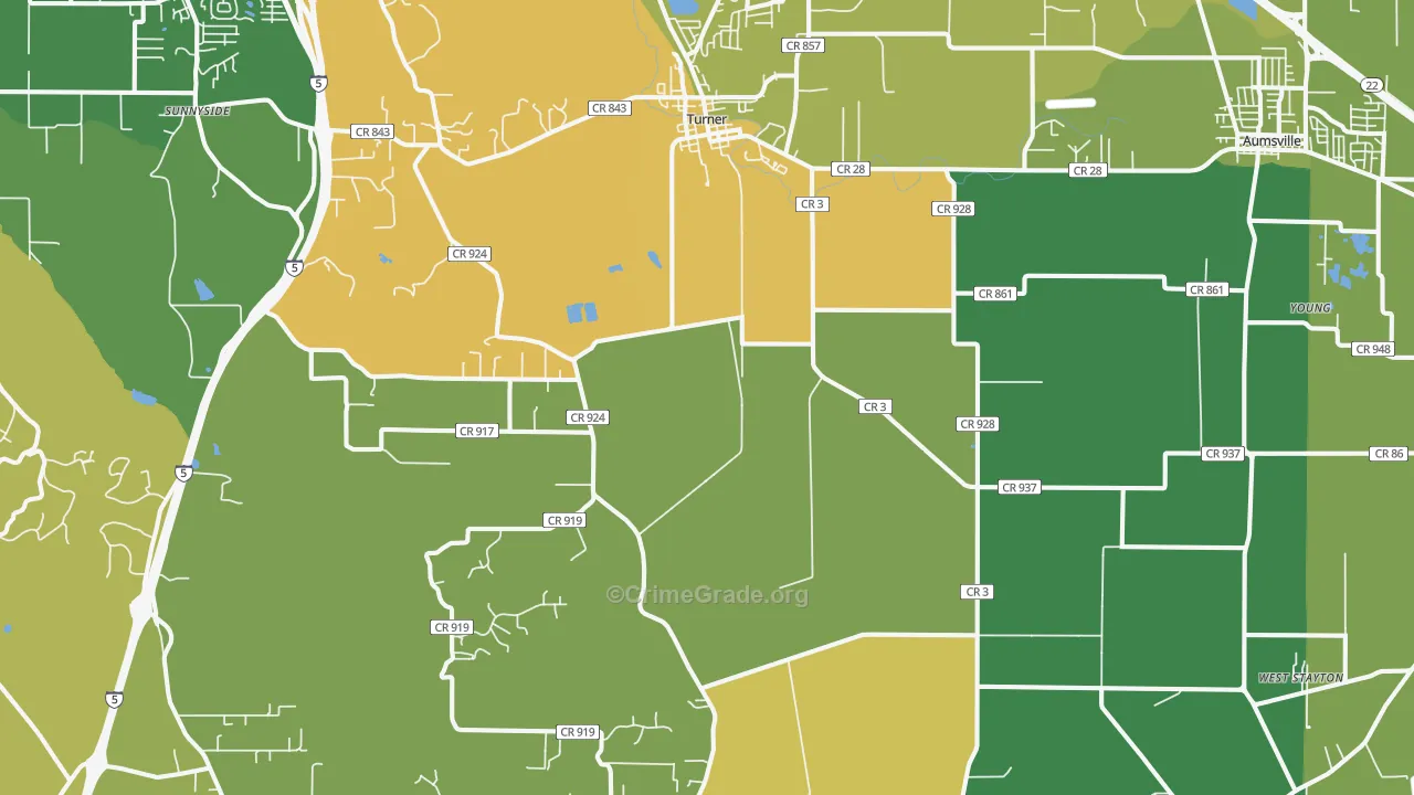 97392, OR Map of Vehicle Theft Rates