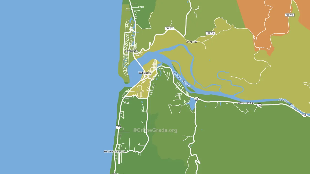 97394, OR Map of Vehicle Theft Rates