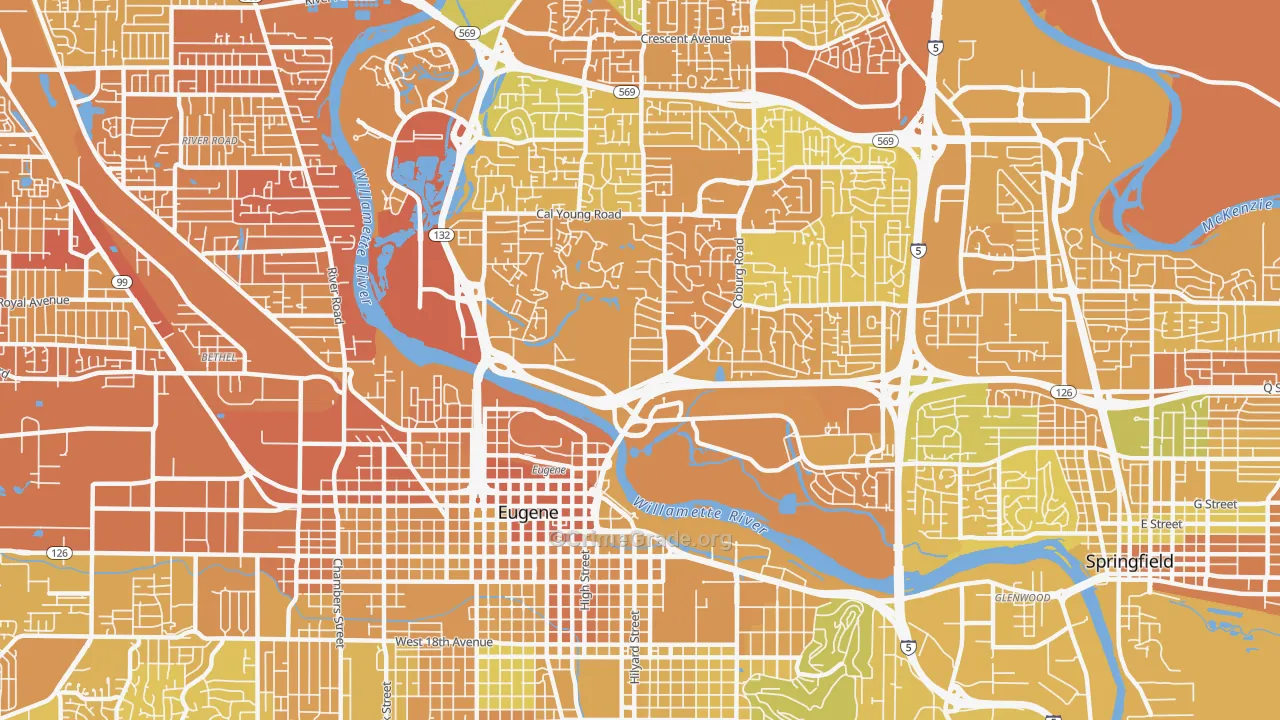 97401, OR Map of Vehicle Theft Rates