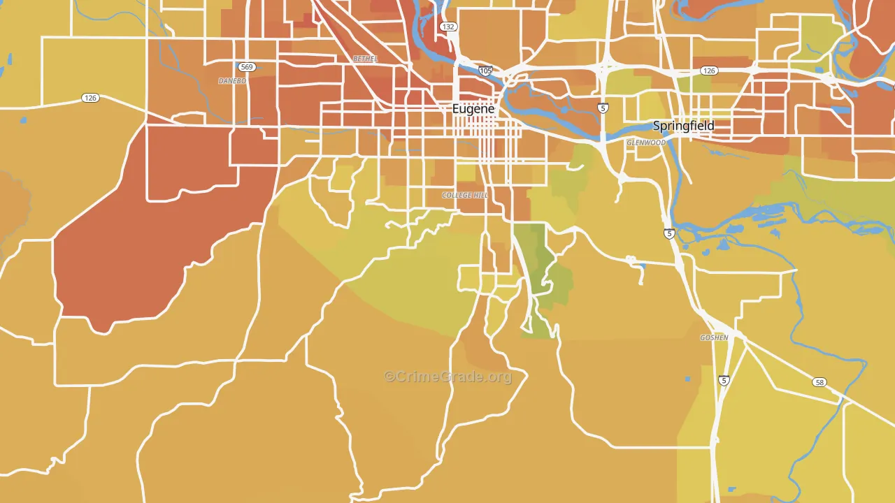 97405, OR Map of Vehicle Theft Rates