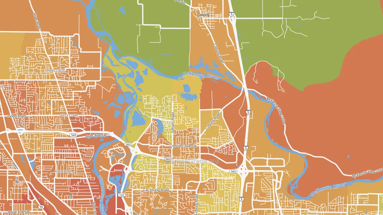 97408, OR Map of Vehicle Theft Rates