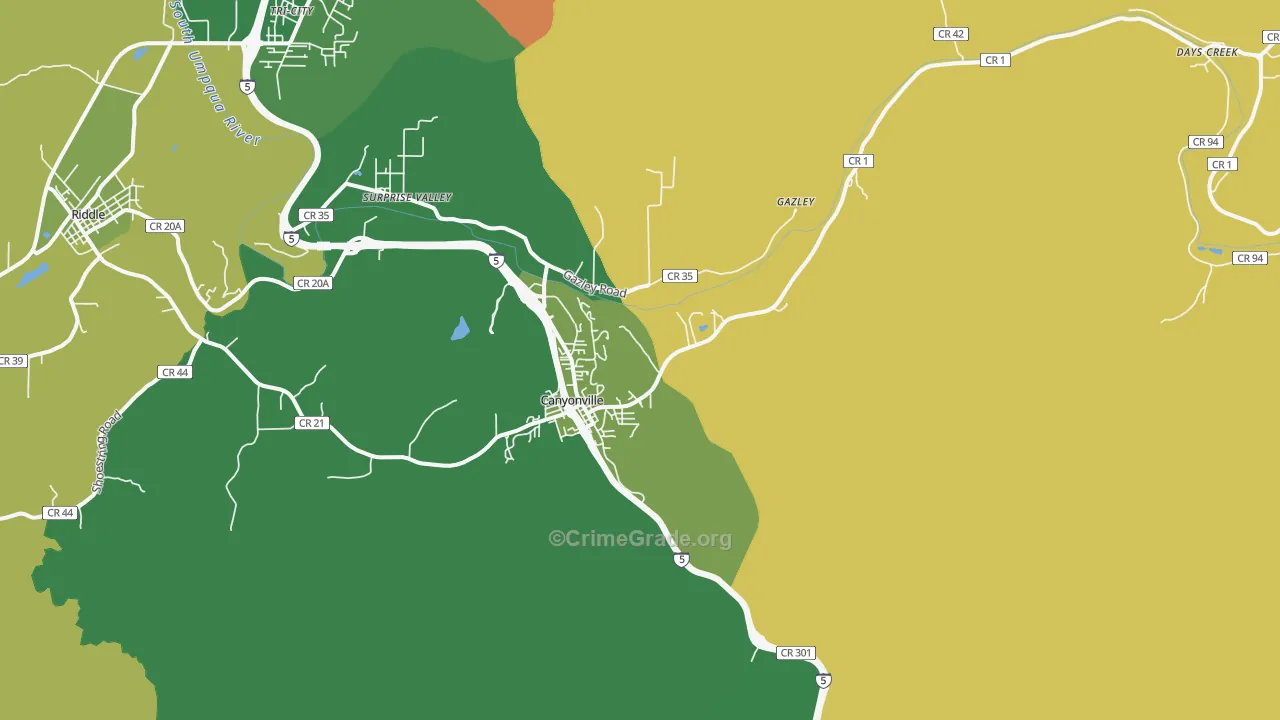 97417, OR Map of Vehicle Theft Rates