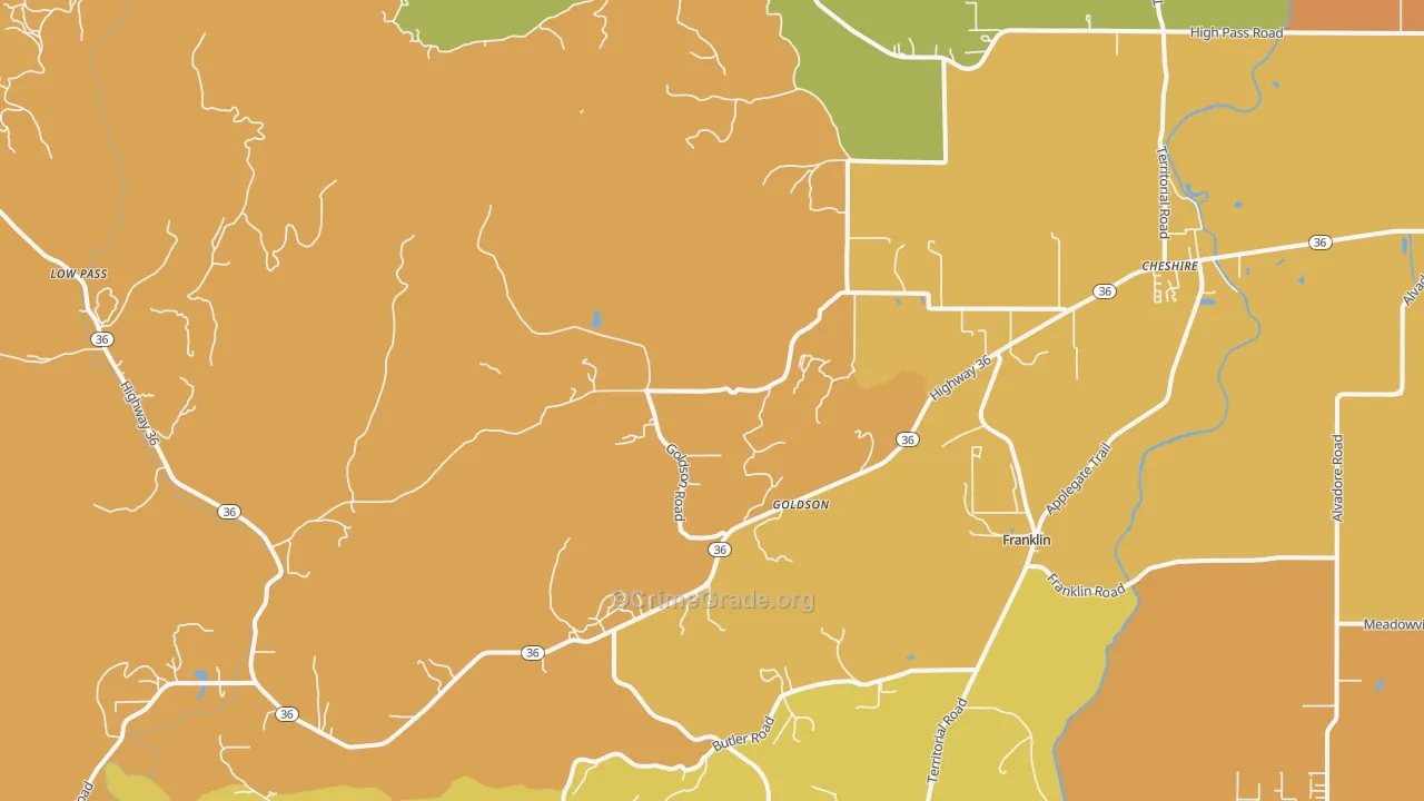 97419, OR Map of Vehicle Theft Rates