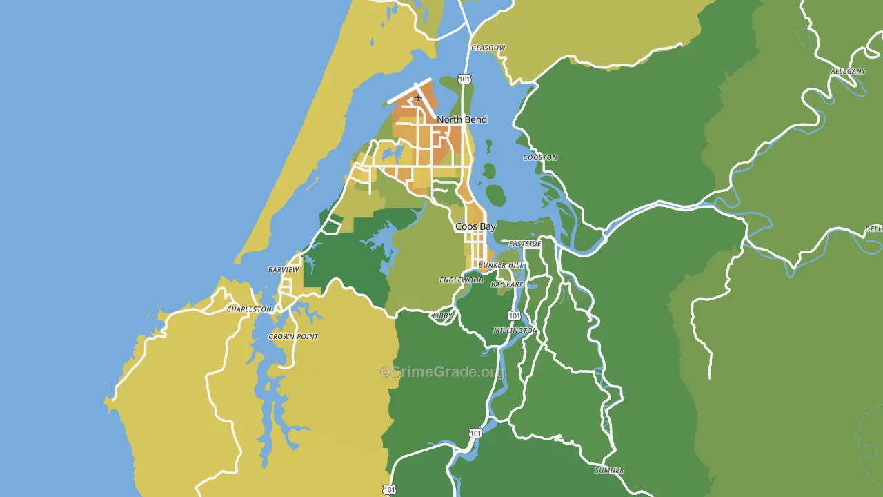 97420, OR Map of Vehicle Theft Rates