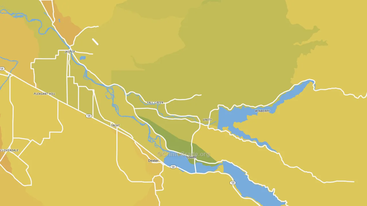 97438, OR Map of Vehicle Theft Rates