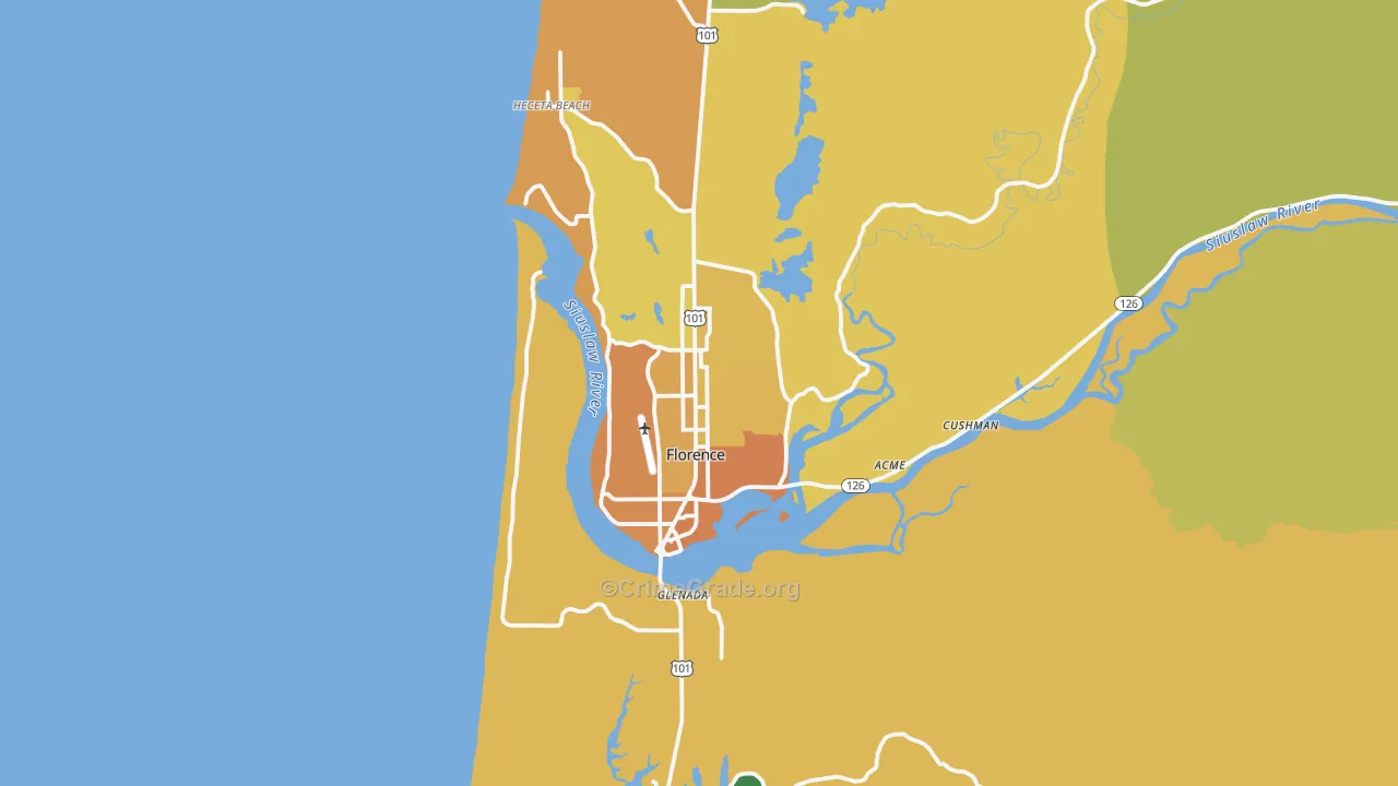 97439, OR Map of Vehicle Theft Rates