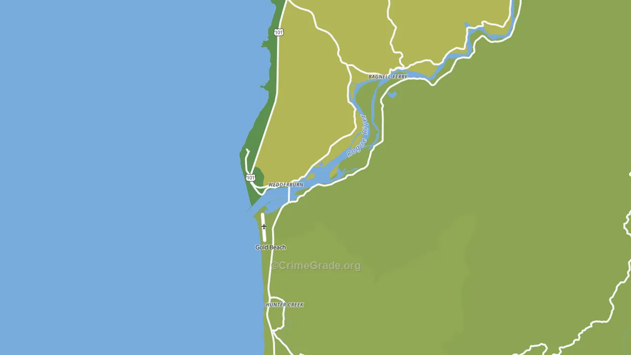 97444, OR Map of Vehicle Theft Rates