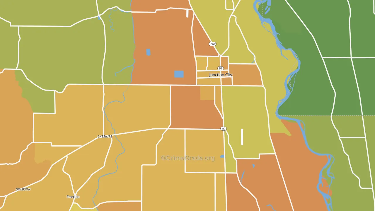 97448, OR Map of Vehicle Theft Rates