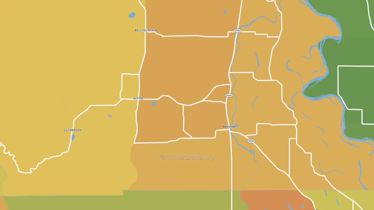 97456, OR Map of Vehicle Theft Rates