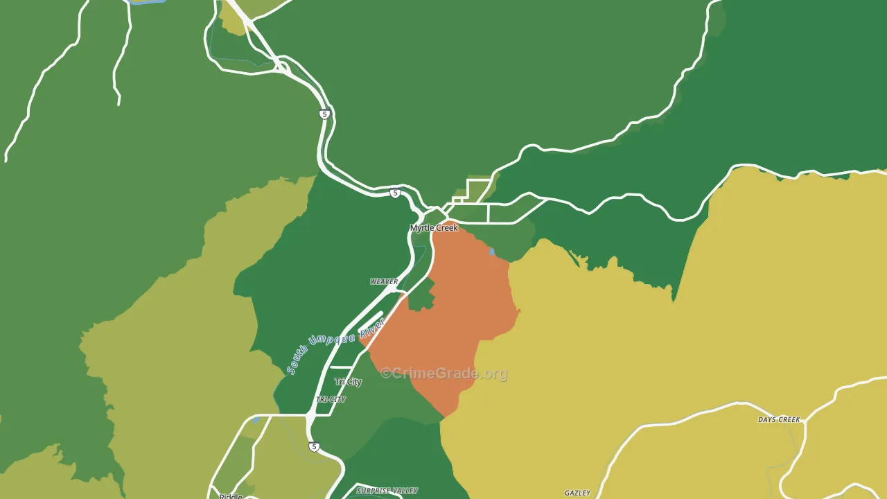 97457, OR Map of Vehicle Theft Rates