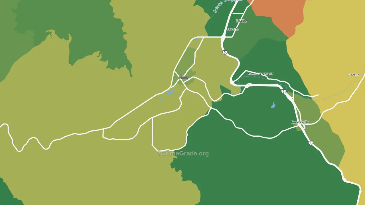 97469, OR Map of Vehicle Theft Rates