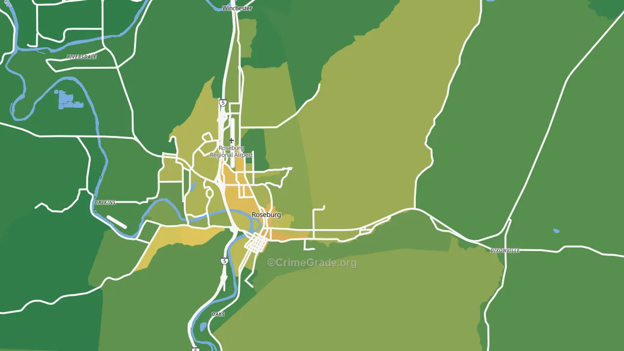 97470, OR Map of Vehicle Theft Rates