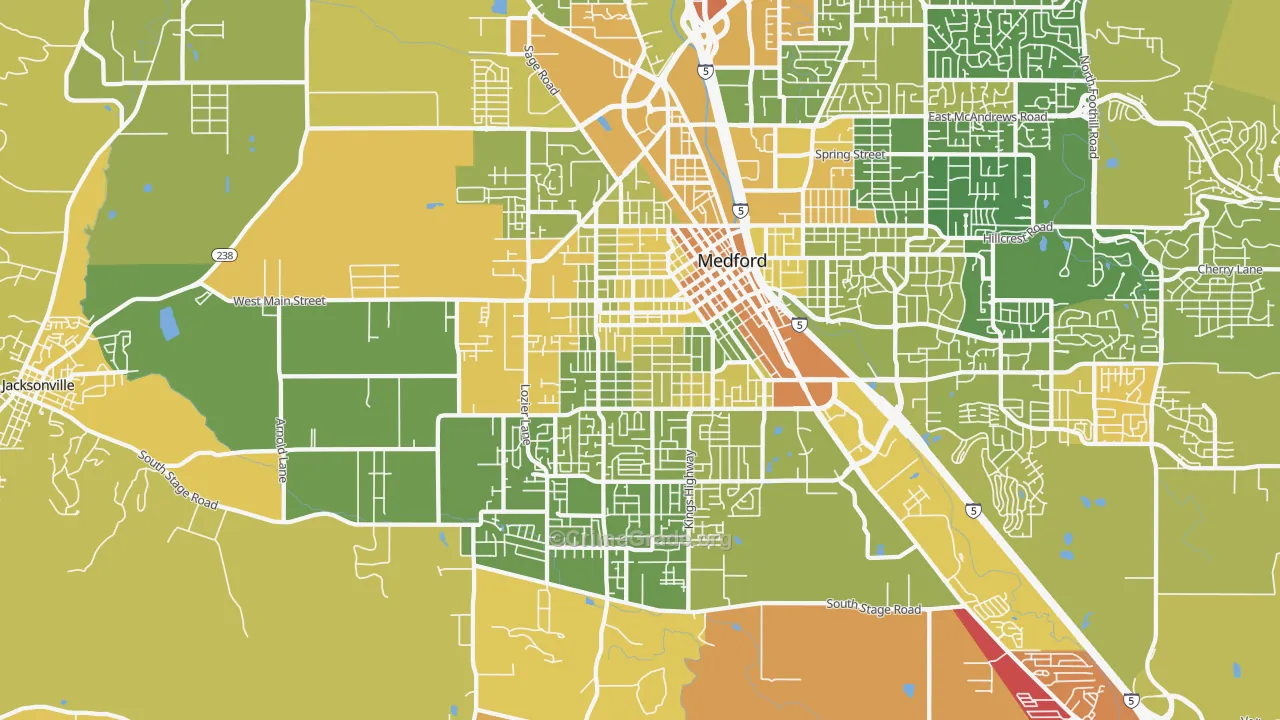 97501, OR Map of Vehicle Theft Rates