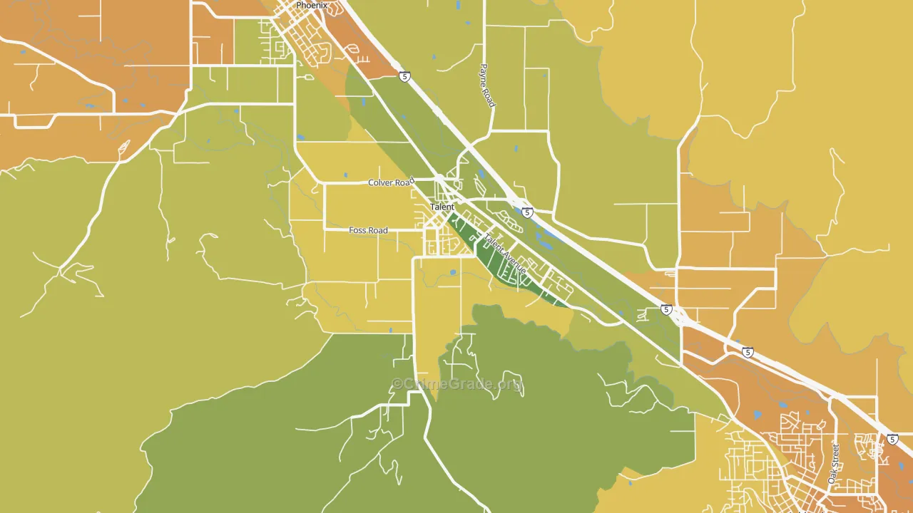 97540, OR Map of Vehicle Theft Rates