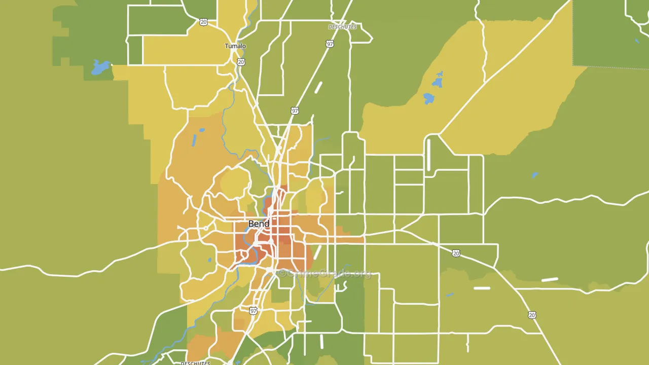 97701, OR Map of Vehicle Theft Rates